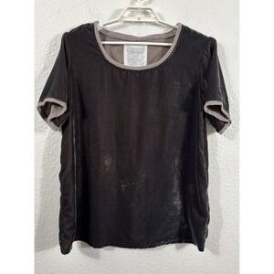 Kyla Seo Brown Velvet Tunic Short Sleeve Top Women's Large